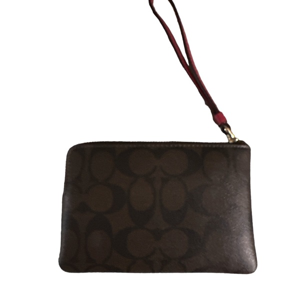 NWOT coach brown and black red wristlet so cute guys perfect size matches bag - Picture 2 of 3